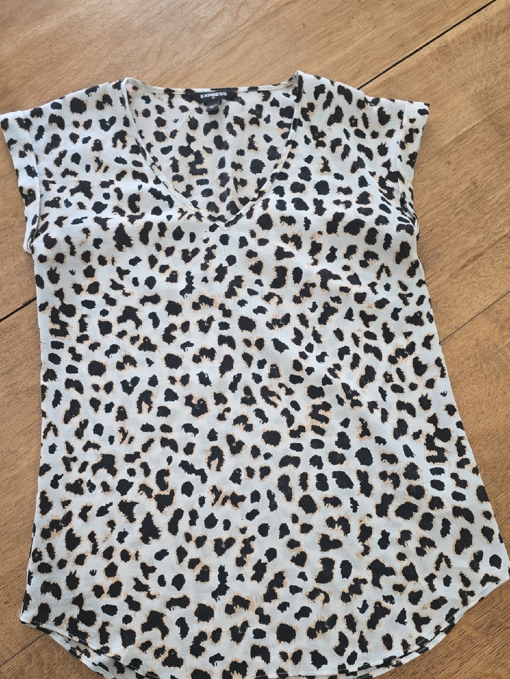Express Leopard Print V-Neck Camisole - Black, Tan on Cream